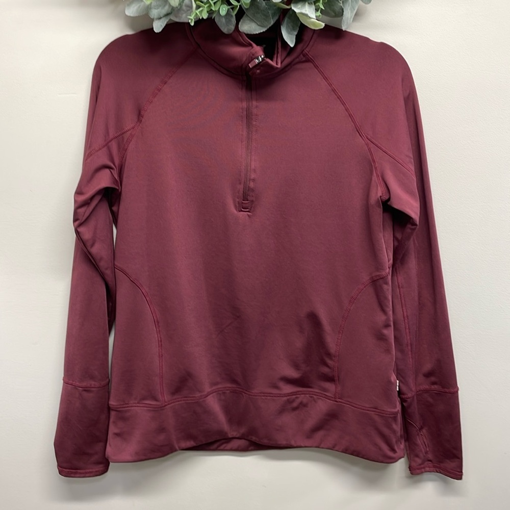 Mondetta Pullover Quarter Zip Performance Top Maroon Burgundy L